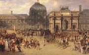 joseph-Louis-Hippolyte  Bellange, A Review Day under the Empire in the Cour de Carrousel near the Tuileries Palace (mk05)